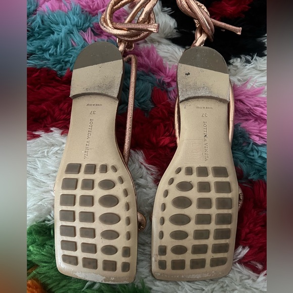 Bottega Veneta Knot Rose Gold Lace Up Sandal - Picture 5 of 7
